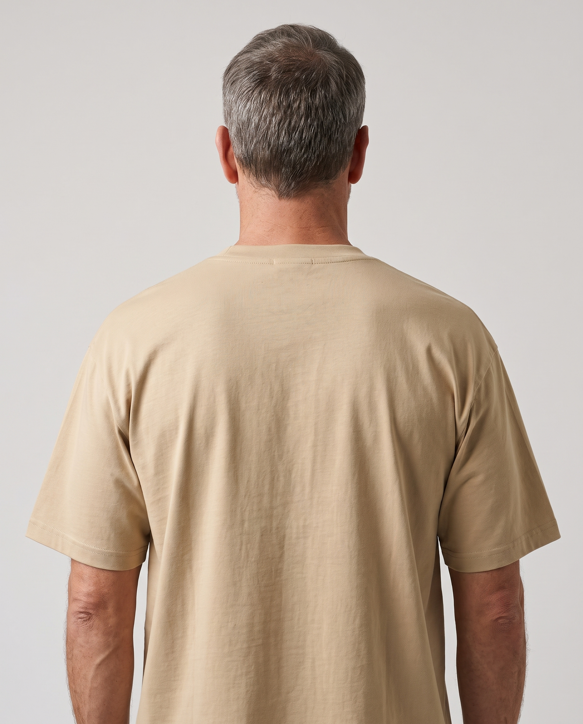 EAZEN Essential Tee - Sand - Model Man-1 Studio Back