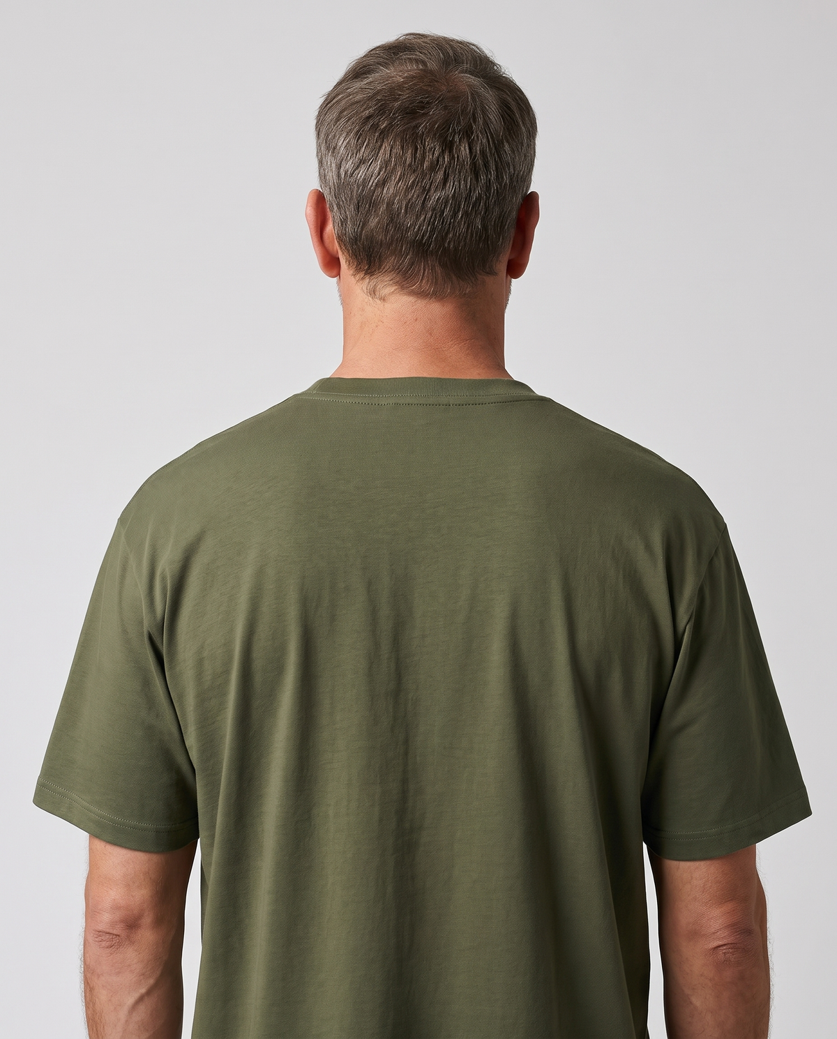 EAZEN Essential Tee - Olive - Model Man-1 Studio Back