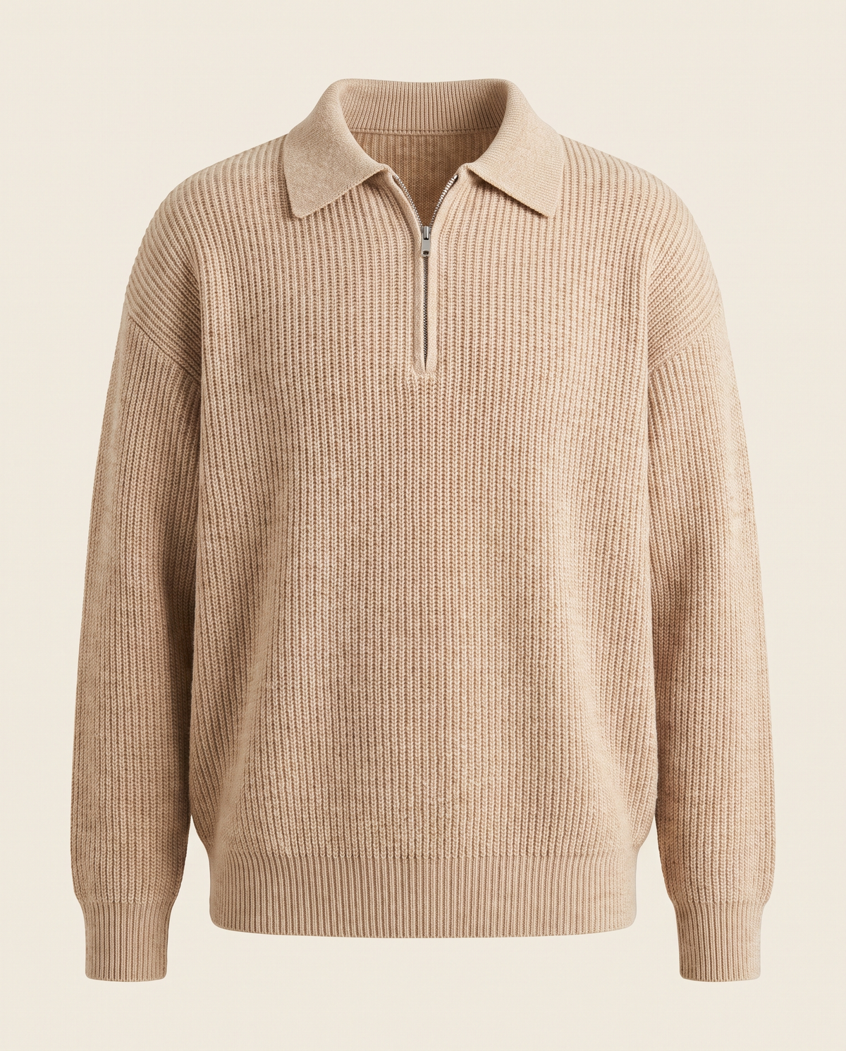 EAZEN Halfzip Polo - Sand - Product Front