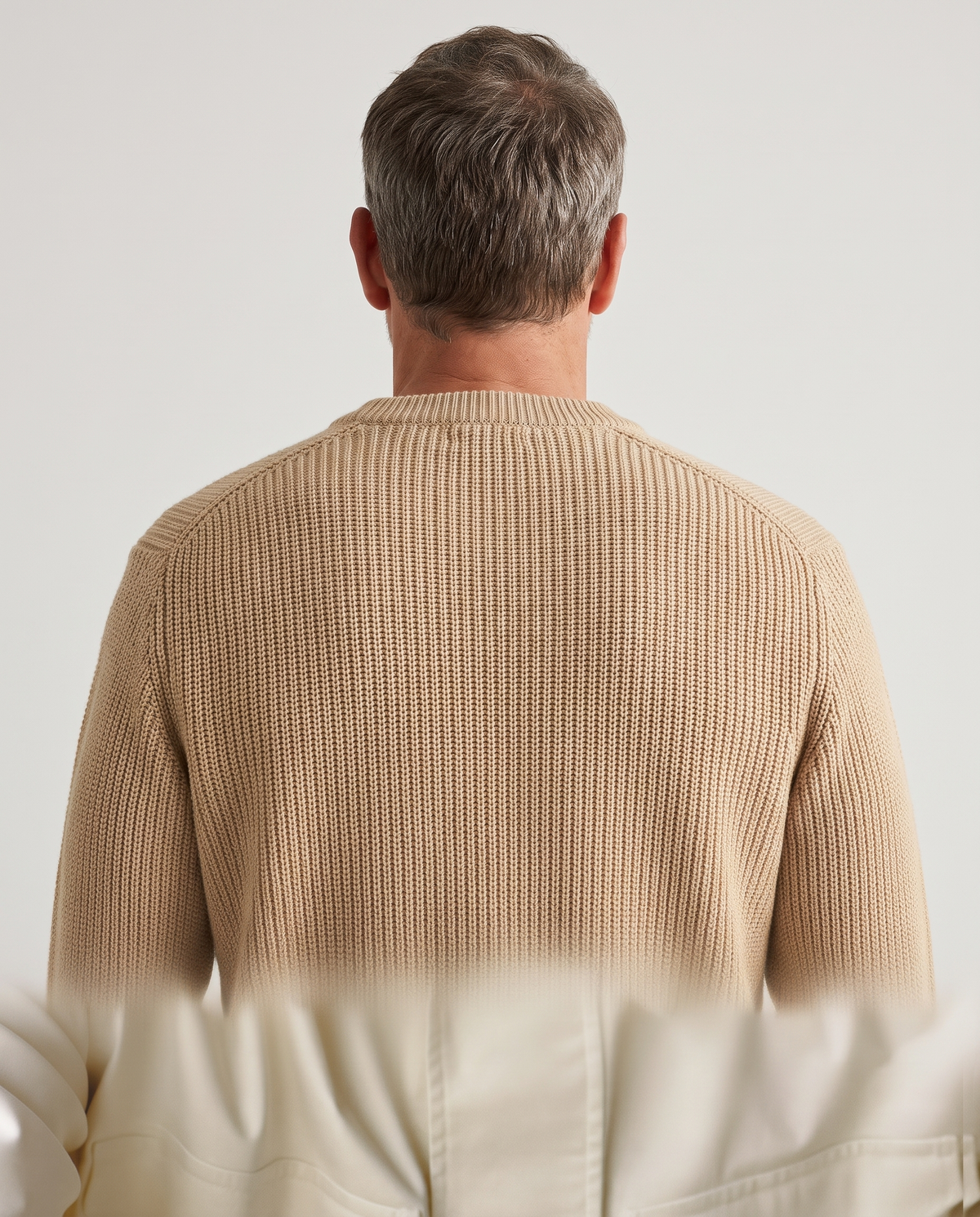 EAZEN Halfzip Polo - Sand - Model Man-1 Studio Back