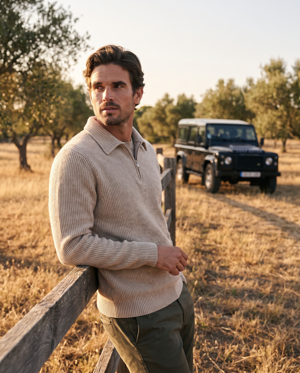 EAZEN Halfzip Polo – Sand – outdoor – model Thijs