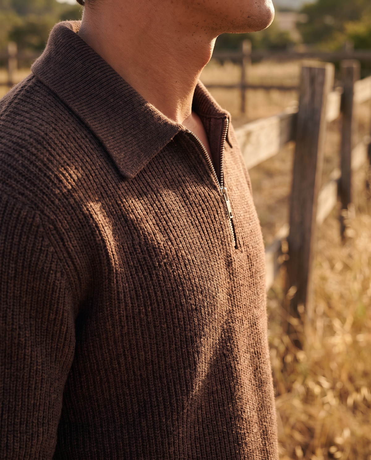 EAZEN Halfzip Polo – Brown – outdoor – model EAZEN-Vriend