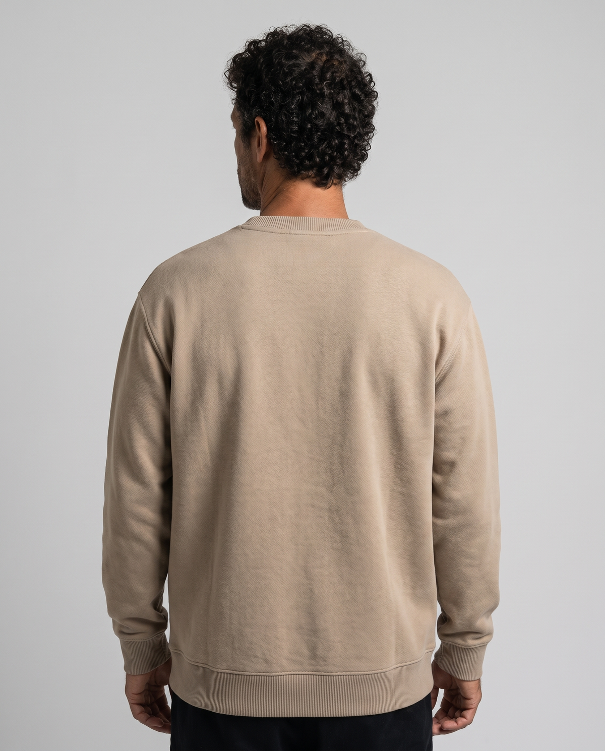 EAZEN Crewneck Sweater – Sand – studio – back